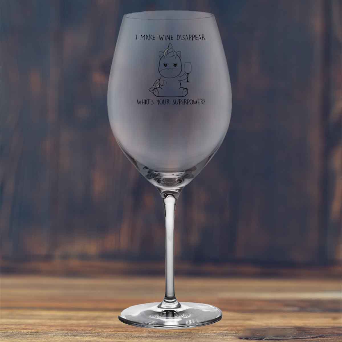 Disappear Cute Unicorn - Wine glass
