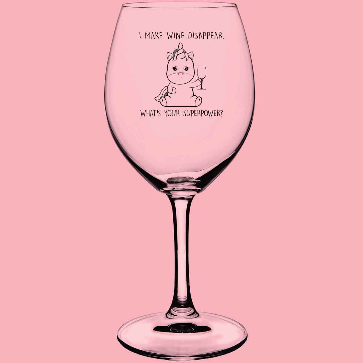 Disappear Cute Unicorn - Wine glass