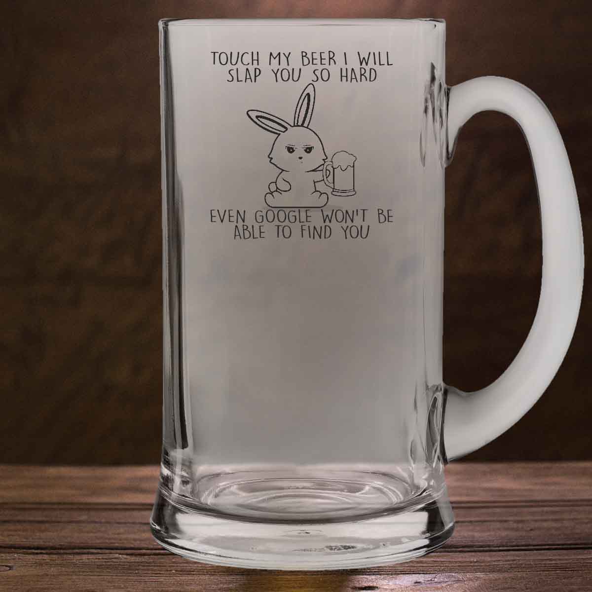 Touch My Beer Cute Bunny - Beer glass