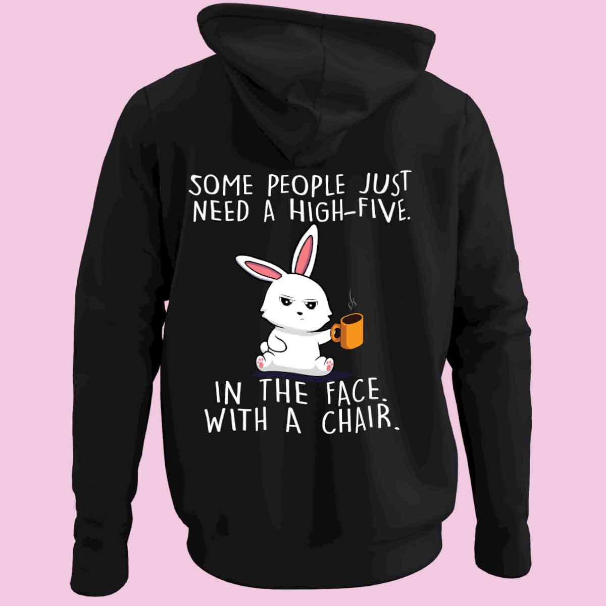 High-Five Cute Bunny - Zip Hoodie Unisex Backprint