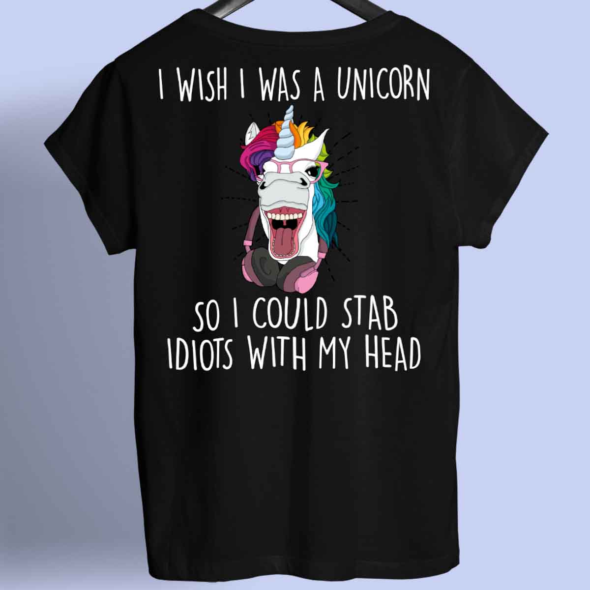 Wishing Hipster Unicorn - Shirt Unisex Backprint