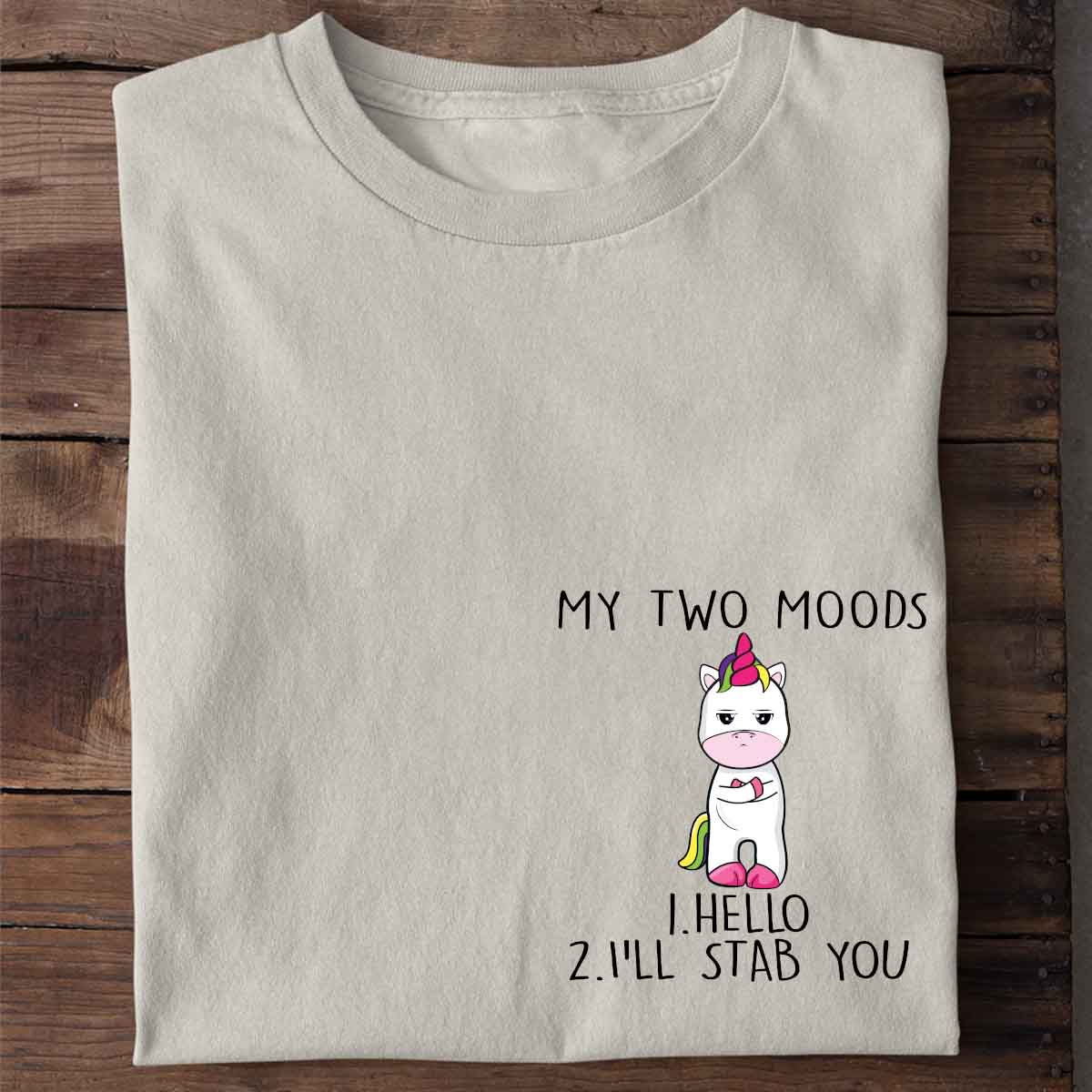 Two Moods Cute Unicorn - Shirt Unisex Chest